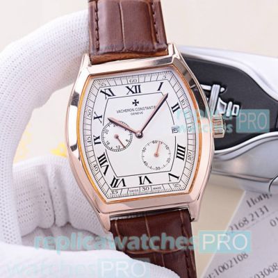 Perfect Gift Vacheron Constantin Malte White Dial Brown Leather Strap Copy Watch